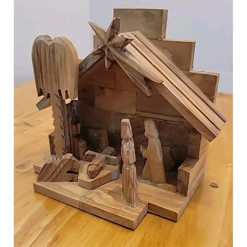 Hand Carved Olive Wood Nativity Scene‎ From The Holy Land Christmas Decor
